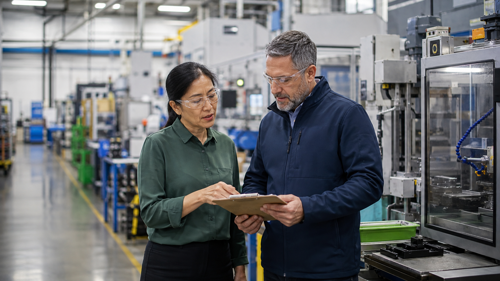 Manufacturing professionals reviewing an operation